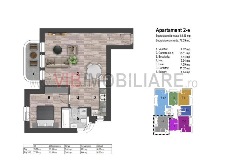 Apartament 2 camere tip 2 E - SUT 58,56 - Tineretului Park - 3