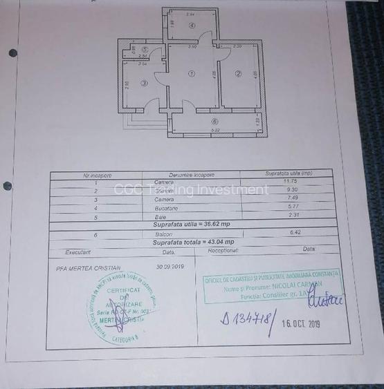 Apartament  cu 3 camere, semidecomandat,  situat la parter, în zona Tomis Nord - 9