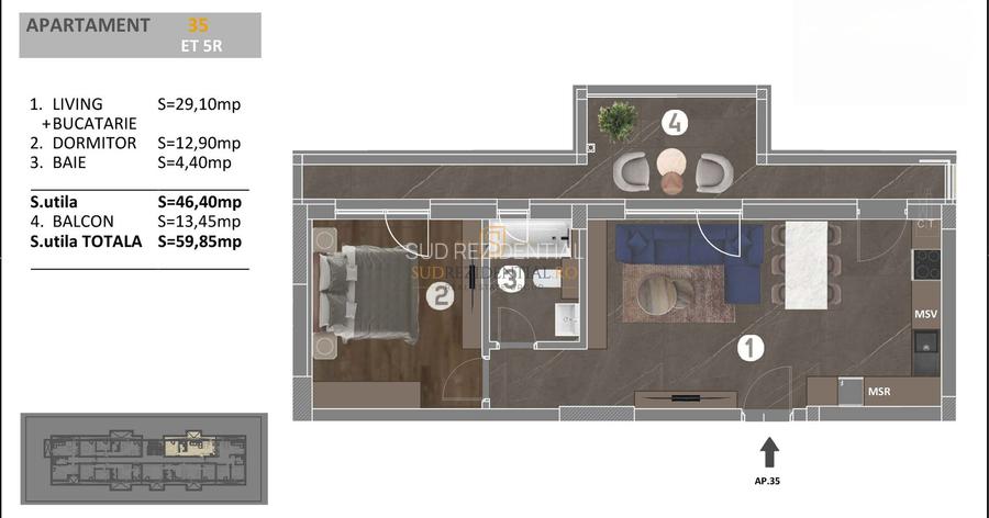 Apartament eficient compartimentat cu 2 camere, zona Bd Metalurgiei - 1