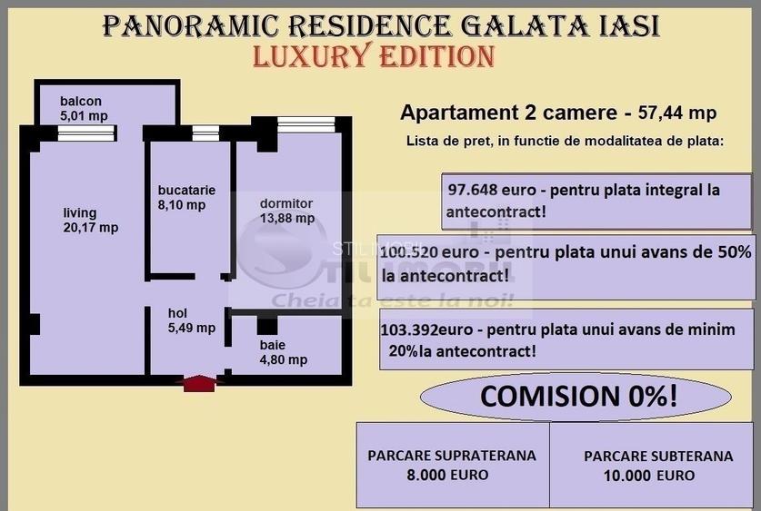Apartament decomandat de vanzare in Iasi, Galata, 57,44 mp, bloc nou - 2