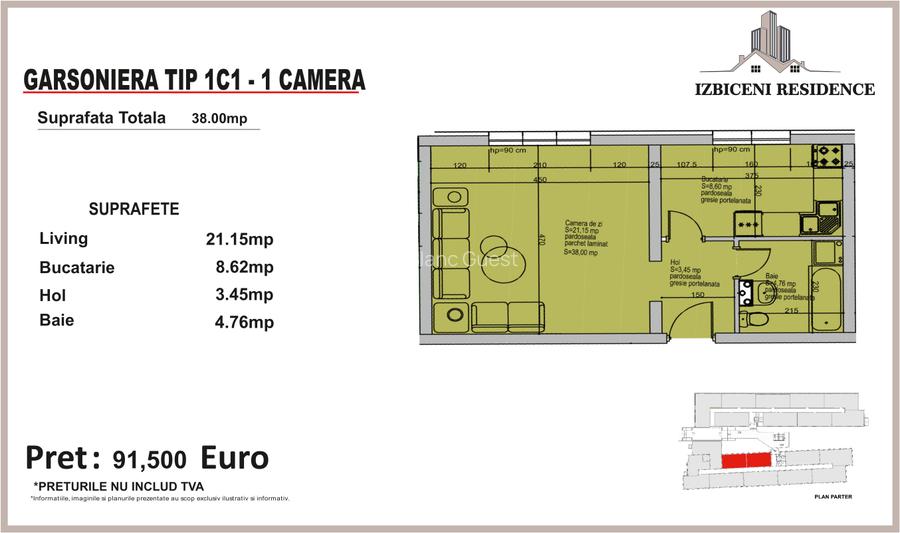 Garsoniera TIP 1C1 in complex Izbiceni Residence - 2
