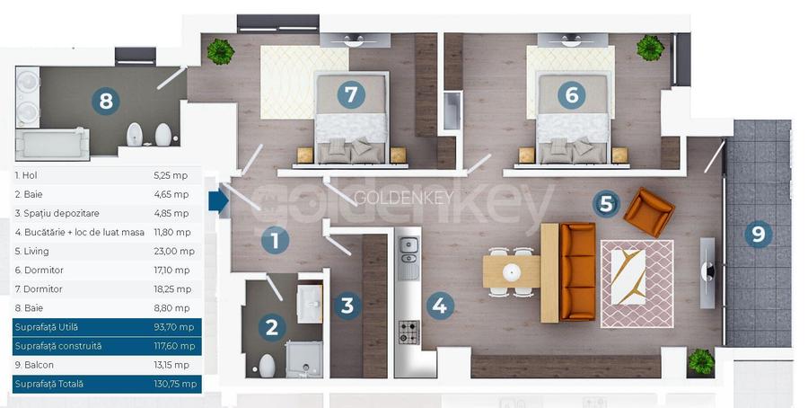 Apartament cu 3 camere langa Parcul Verdi - 1