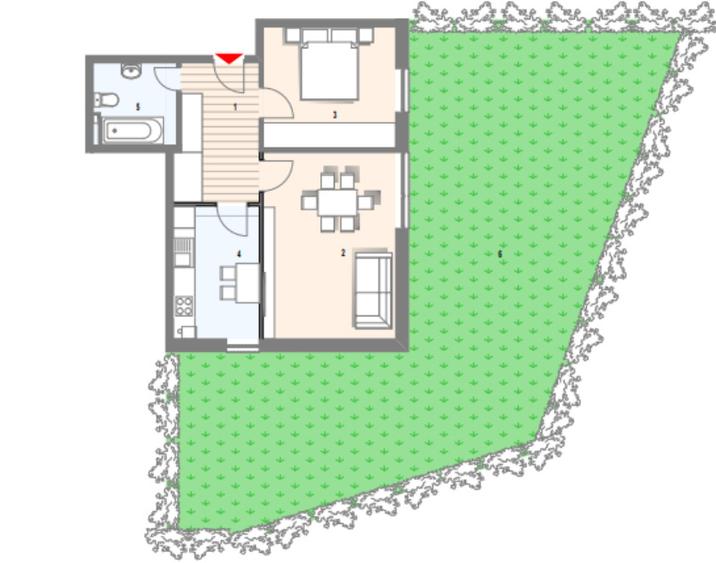 Apartament decomandat cu gradina de 115mp, 53mp, 2 camere, Frunzisului