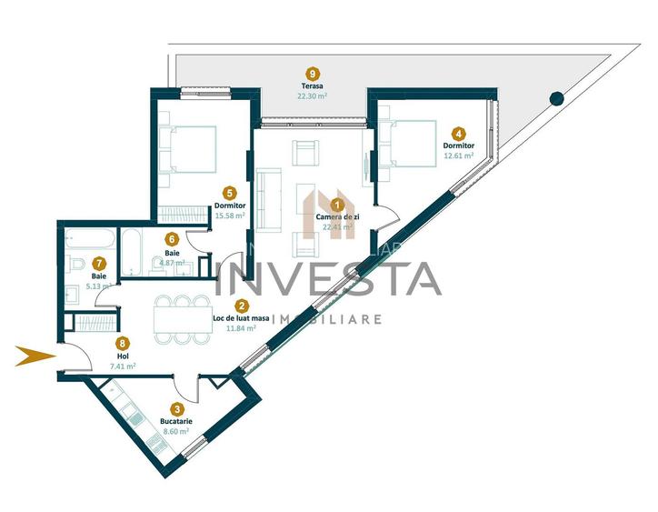 Apartament 3 camere 88 mp cu terasa de 28 mp | Finisat | Intre Lacuri - 1