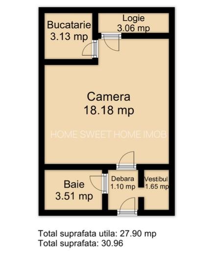 Garsoniera 31 mp Bd. 1 Mai - Str. Sibiu | Bucatarie separata | Lodgie | Comision - 1