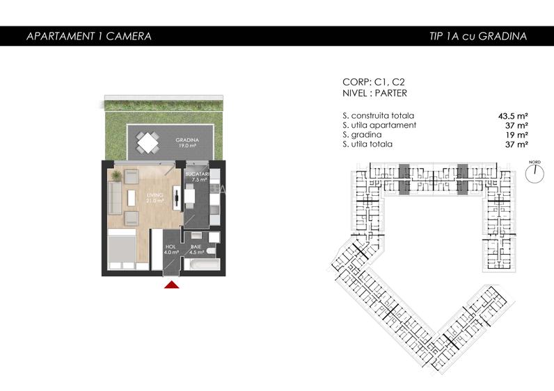 Studio 37mp utili + Gradina Proprie. Lângă ATAC by Auchan, Lacul Străulești - 2