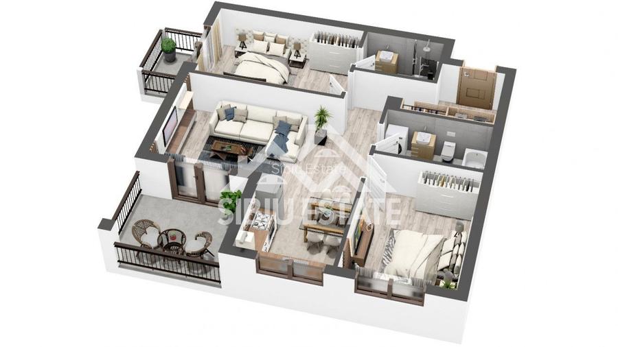 Apartament  3 camere grădină  terasă și balcon în Selimbar - 11