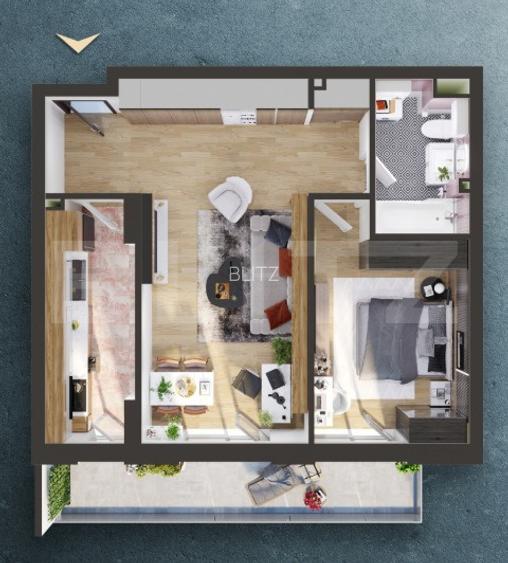 Apartament cu 2 camere, 58 mp, FINISAT, zona RIVUS MALL - 3