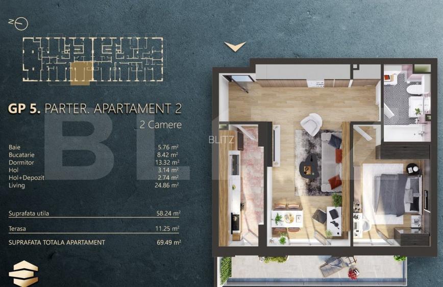 Ap. 2 camere[58 mp] Ansamblu Rezidential_zona RIVUS - 2