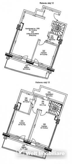 Duplex 2 niveluri 114 mp, 3 dormitoare, 3 bai, 2 terase, parcare, Wings - 6