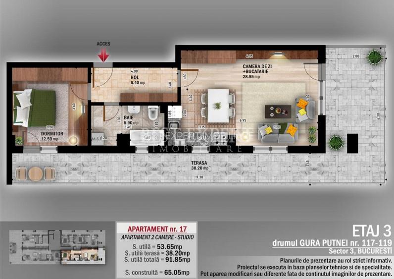 2 Camere Geam Baie si Incalzire Pardoseala -600 m STB - 4