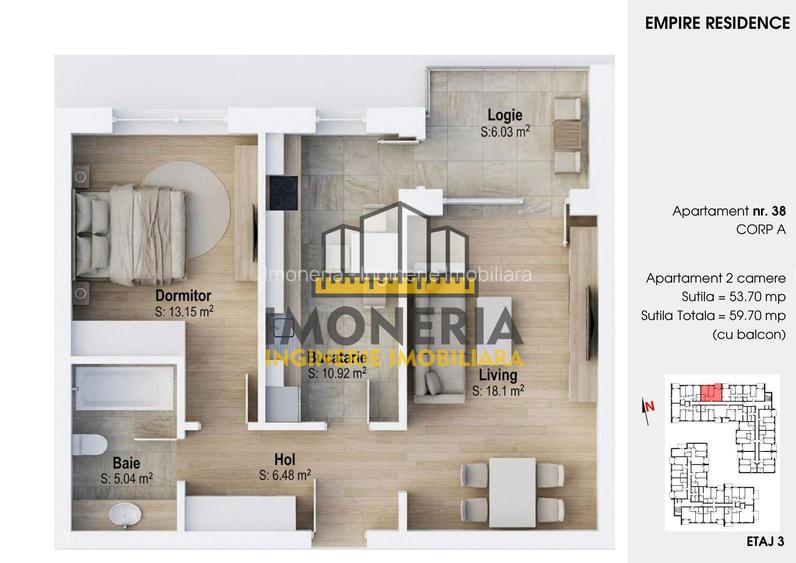 Empire Residence Tornadei 2 – Comision 0% – 2 camere spatioase, imobil premium - 19