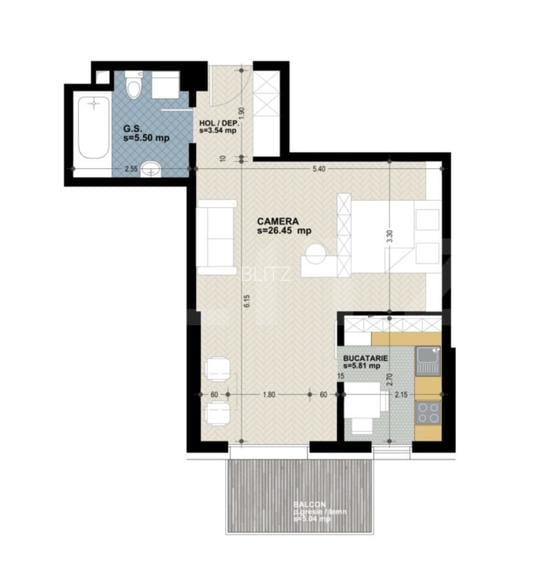 Apartament 1 camera, 41 mp, bucatarie inchisa, zona Dorobantilor - 2