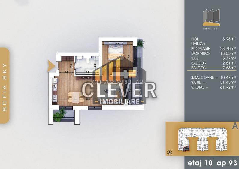 Apartament 2 camere, vedere panoramică, 700 m Metrou Teclu - 2