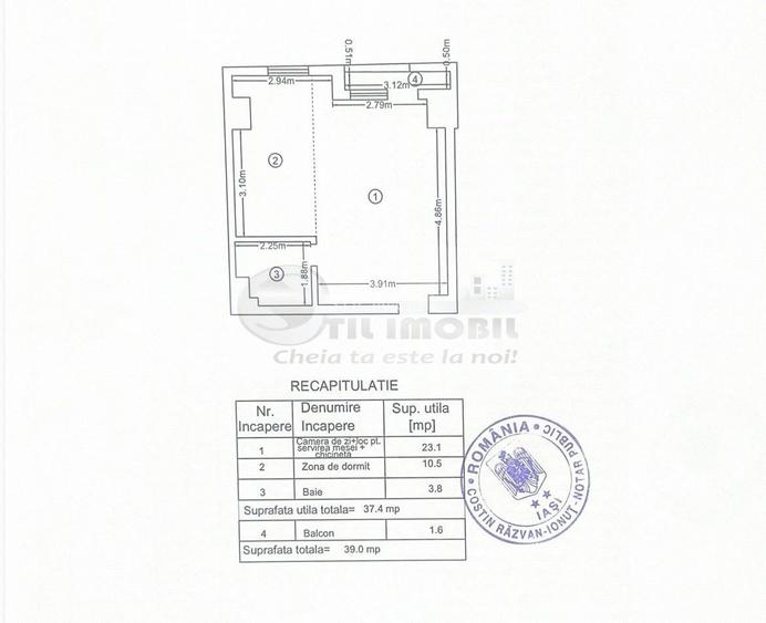 Studio modern, loc de parcare – Ciric–Tătărași – 87.000 € - 9