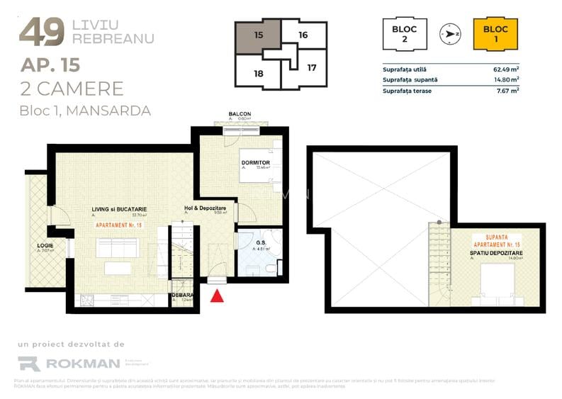Dezvoltator: Apartament 2 camere 48 mp, incalzire prin pardoseala, Coresi - 4