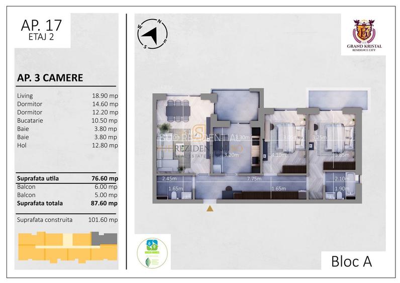 Apartament 3 camere, bloc nou –Grand Kristal Residence, zona Metalurgiei, Sect 4 - 1