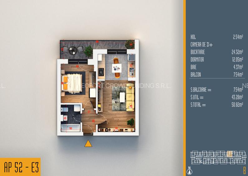 Neofort 84- Ap 2 camere, tip studio, ideal pentru investitie, bloc nou Pallady, - 6