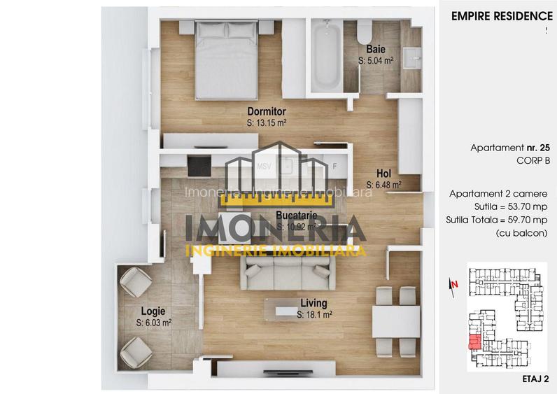 Empire Residence Tornadei 2 – Comision 0% – 2 camere spațioase, imobil premium - 7