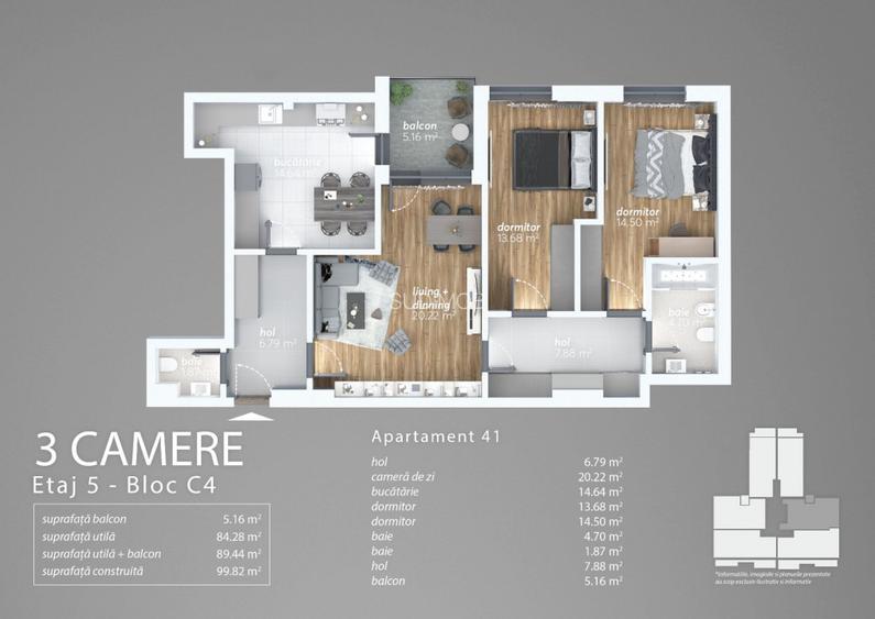 Apartament 3 camere cu 2 bai Aurel Persu. - 2