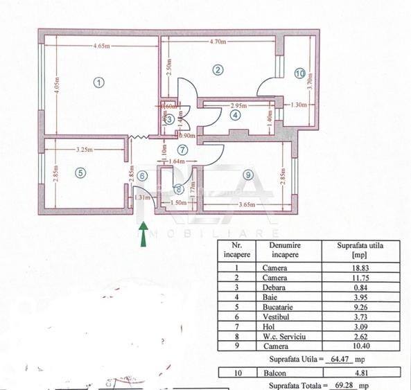 3 Camere-Decomandat-Etaj 3/4- Rahova - 9