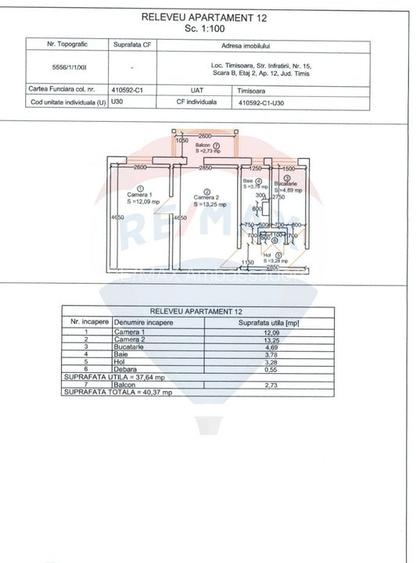 Apartament 2 camere de vânzare | Etaj 2 | 40mp utili - 6