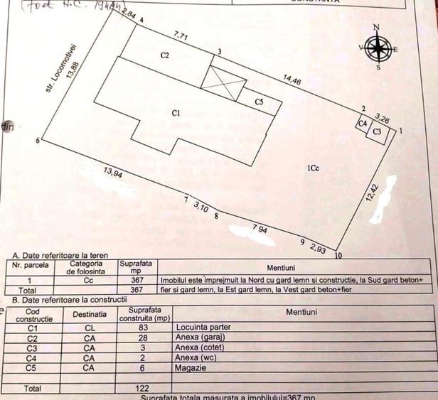 Casa 2 camere, garaj,Medeea, teren 370 mp, deschidere 14 ml - 6