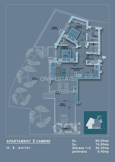 Mosilor-Eminescu | 3 Camere + 2 Bai | Bloc Nou | Terasa +Gradina | Parcare