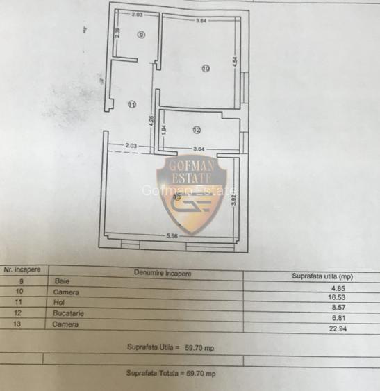 2 camere, Tomis Nord, Campus, parcare, 60 mp, parter, complet mobilat si utilat - 9