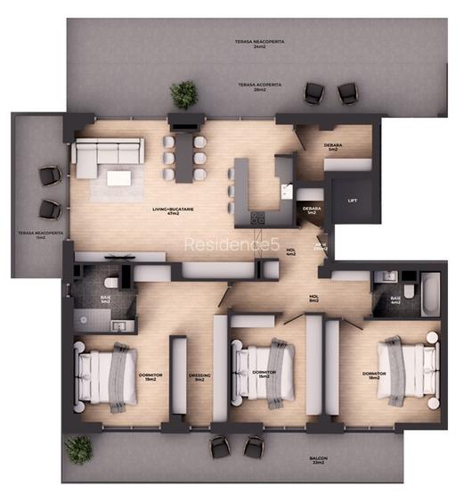 Penthouse lux gata de mutare | Vedere către pădurea Băneasa | Residence5 - 1