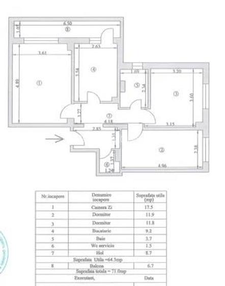Ap 3 cam conf 1 Scolilor 71 mp parter cu balcon - 8