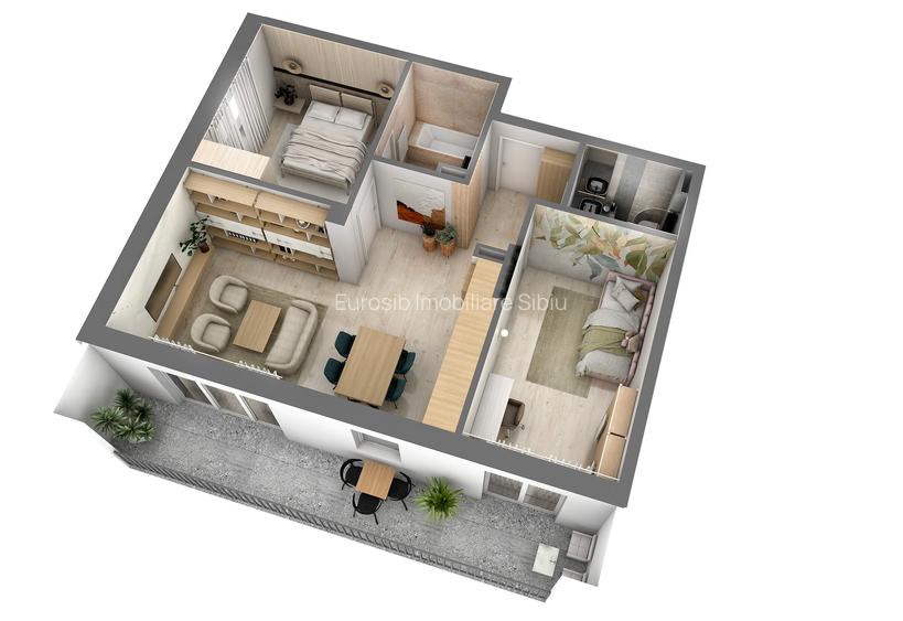 Ap 3 camere dec 65mp utili balcon 15mp Orhideea D-na Stanca Mall Selimbar . - 7