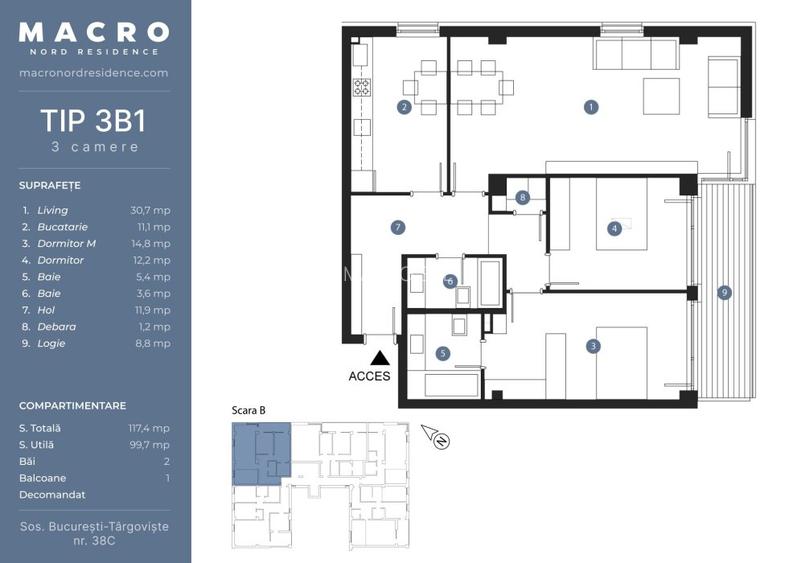 3 camere 117mpc -imobil 2025- Straulesti - Bucurestii Noi - Sisesti - 2