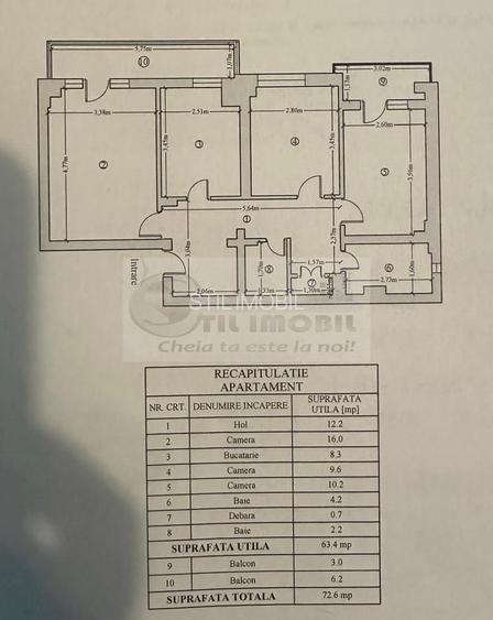 Ap 3 cam, 2 băi, 2 balcoane - B-dul Pacurari , 72.6 mp 129.000 €  neg. - 7