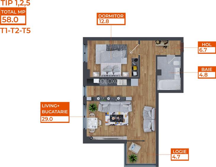 Ap. 2 Camere - Dezvoltator: Comat Towers, TIP 6, 58mp, Păcurari - 1