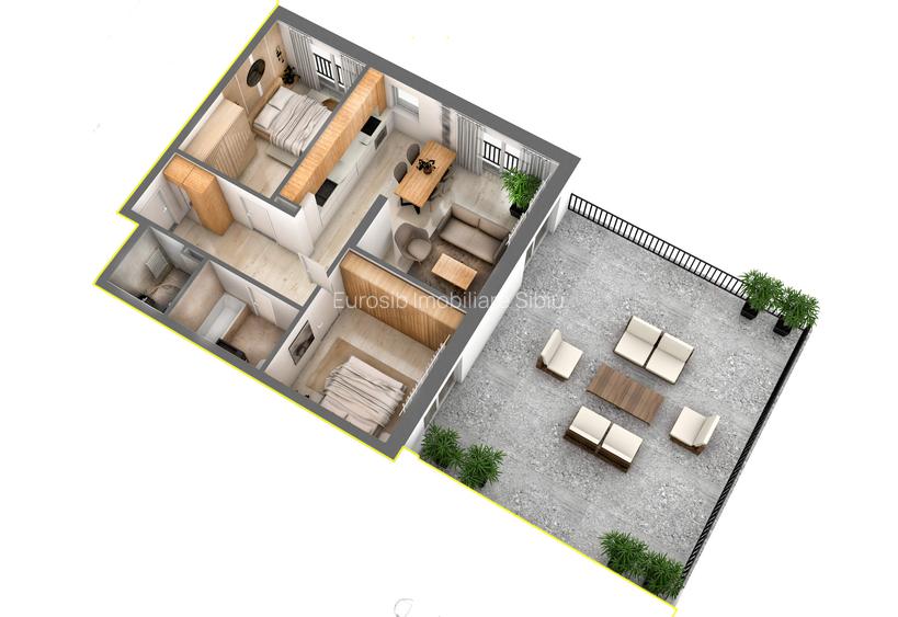 Penthouse cu 3 cam 130mp, Str D-na Stanca Selimbar   Orhideea - 8