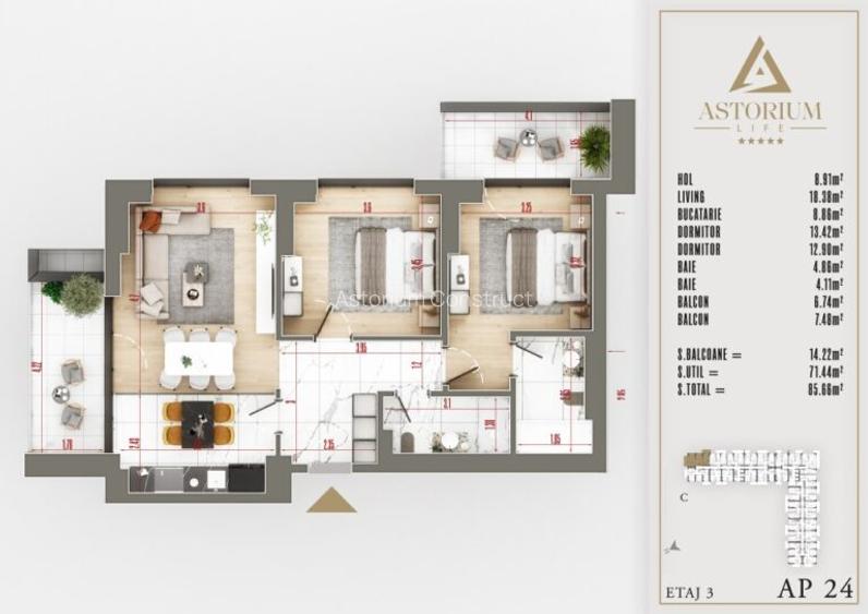 Apartament 3 Camere în Ansamblu Rezidențial Nou | Finisaje de Lux | Comision 0% - 2