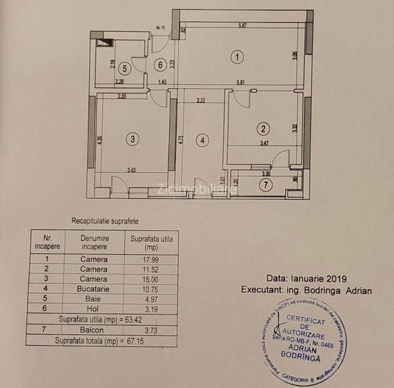 3 CAMERE GROZAVESTI MOBILAT UTILAT LOC DE PARCARE SUBTERAN  INCLUS - 7