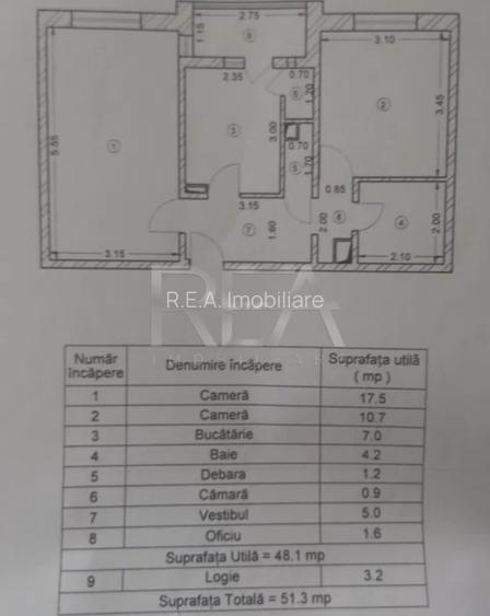 2 camere decomandat, 3/8, anvelopat-Crangasi - 3