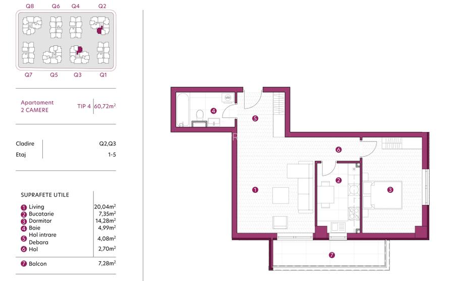 Apartament 2 camere decomandat, bloc nou GALATA, avans 15%, tva inclus in pret - 3