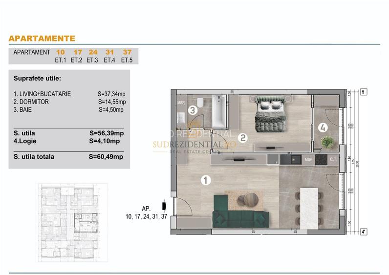 Locuinta cu 2 camere si balcon, finisata premium-zona Grand Arena Mall - 1