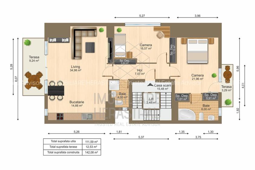 Primaverii | 3 camere spatioase, terasa superba | Loc parcare si boxa incluse - 1