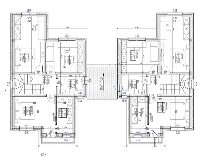 1/2 Duplex, 5 camere, 2 bai, camera tehnica, 119mp, 300mpT , Giarmata! - 15