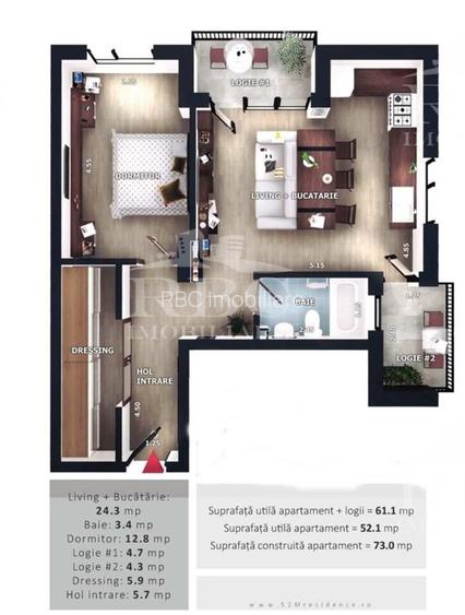 Apartamente cu 3 camere bloc nou in Floresti zona Vivo - 11