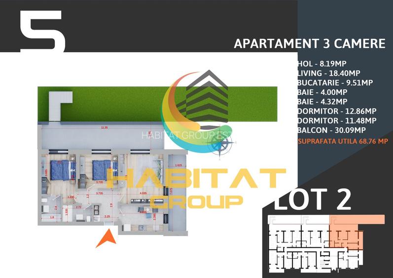 3 camere /gradina Pallady - 6