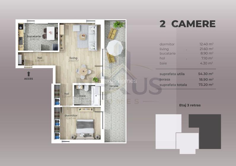 Apartament 2 camere + Terasa - Cheile Turzii - Metrou Dimitrie Leonida - 3