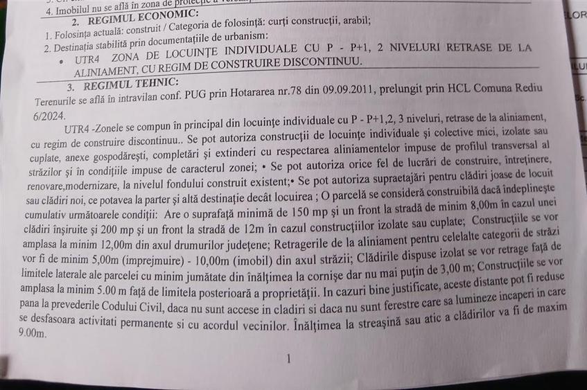 Breazu Rediu TEREN 1145mp - casa Batraneasca la asfalt cu utilitati si Certific