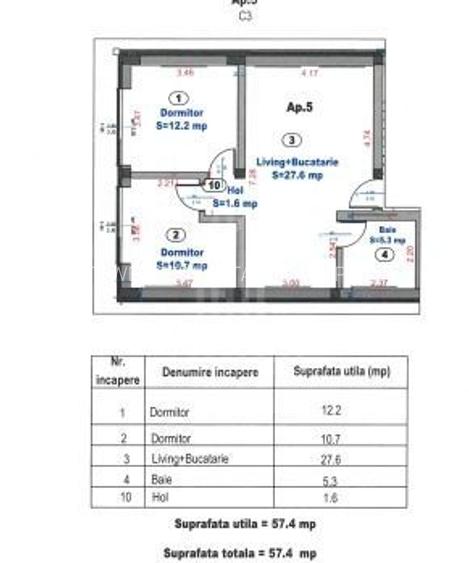 Apartament 3 camere | zona Turnisor | 57,4 mp - 9