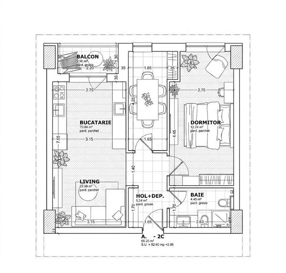 Apartament 2 camere, decomandat, 56mp, Tatarasi - 2