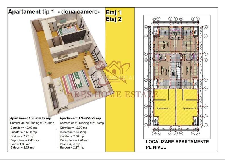 Apartamente cu 2 camere cu incalzire in pardoseala | 1 loc de parcare - 3